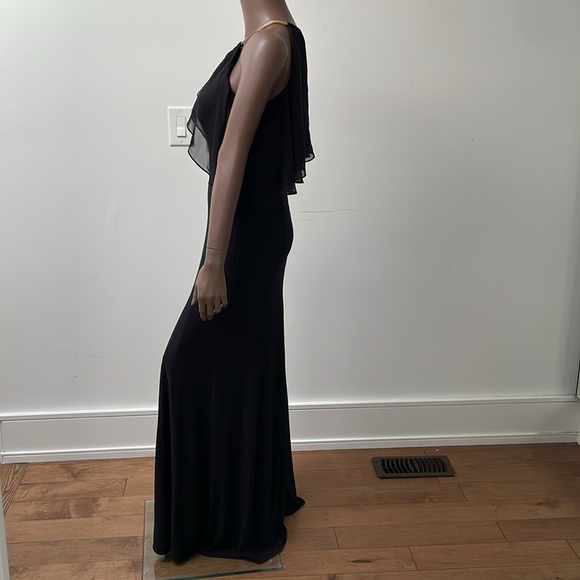 BA Nites Melanie Lyne Maxi Dress Off The Shoulder Gold Chain Neckline Black 4 - Picture 4 of 16